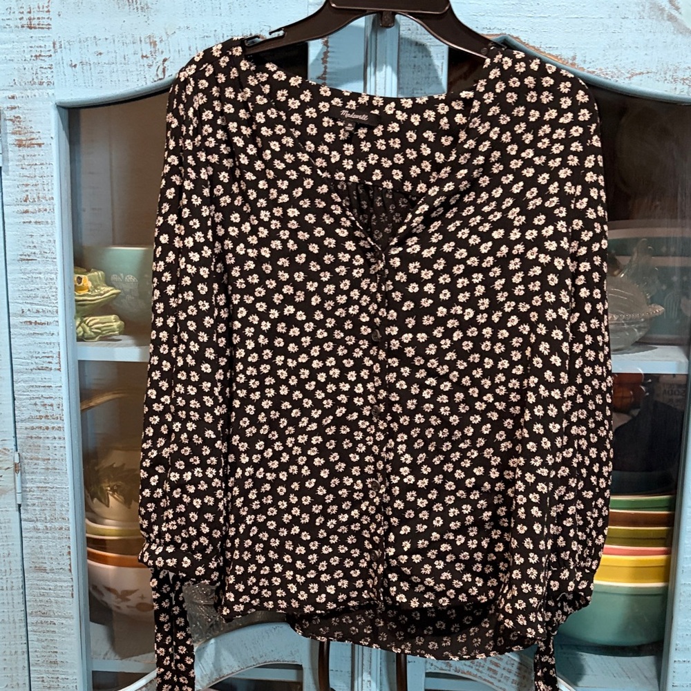 Madewell Floral Black and White Women's Top